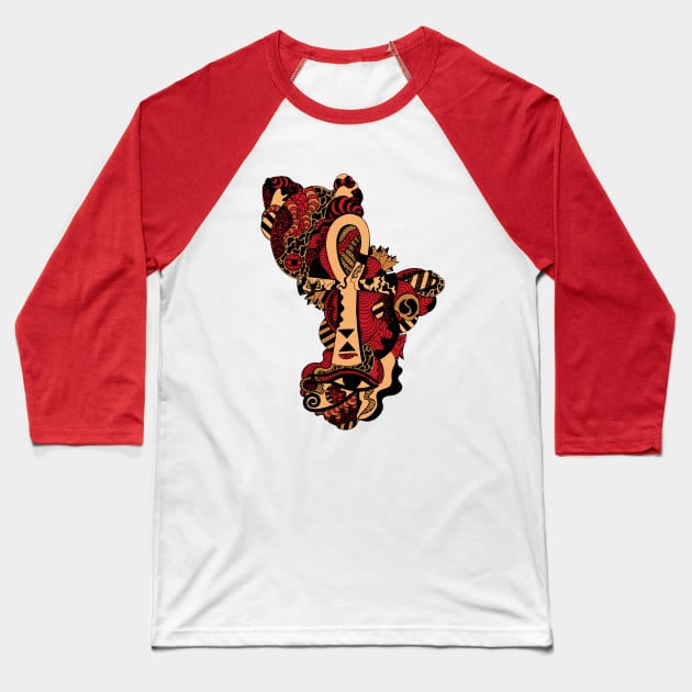 Red and Cream Horus Ankh Baseball T-Shirt by kenallouis